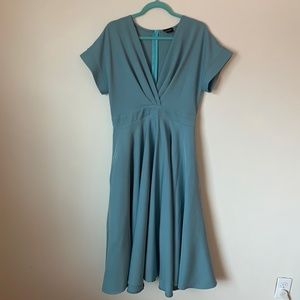 Wolf & Badger Teal Midi Cocktail Dress (NWT)